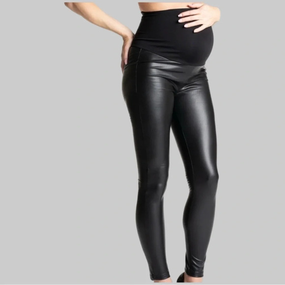 PREGGO Rockstar maternity faux leather  leggings - Picture 1 of 15